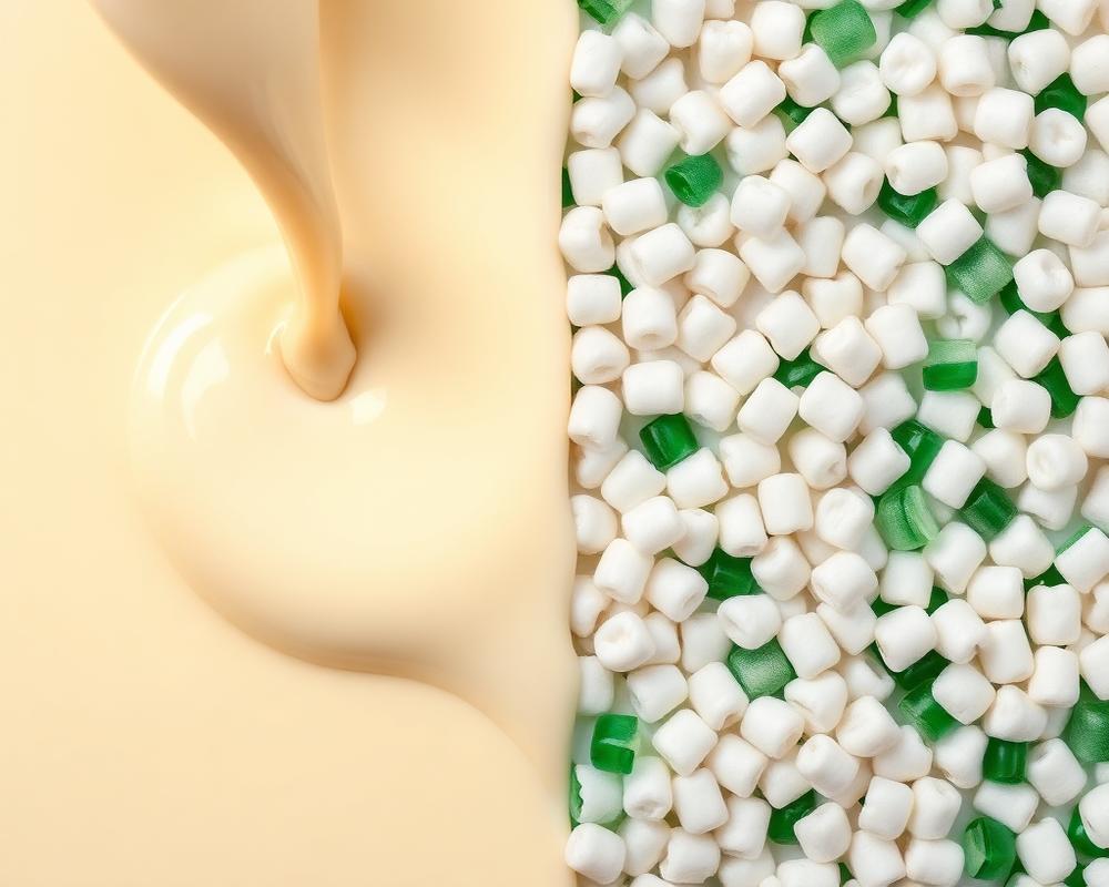 Natural rubber latex blending into recycled polyethylene pellets